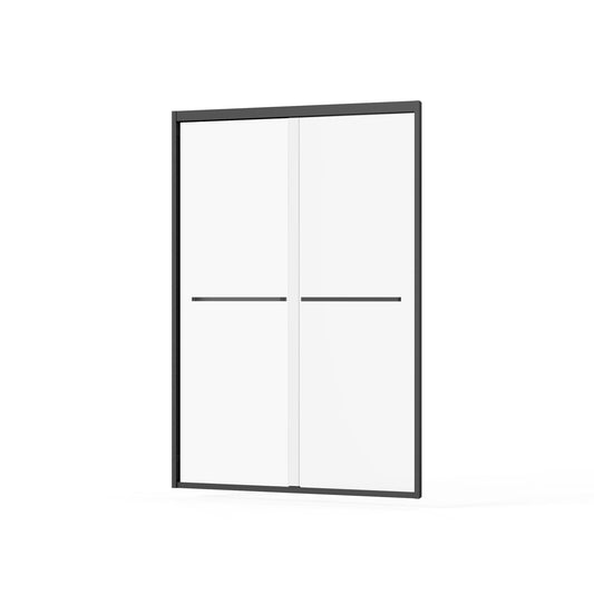Matte Black Double Sliding Glass Shower Door With Aluminum Frame And SGCC Clear Tempered Glass - Black