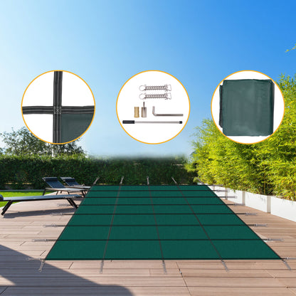 Inground Rectangle Winter Safety Pool Cover, Solid Safety