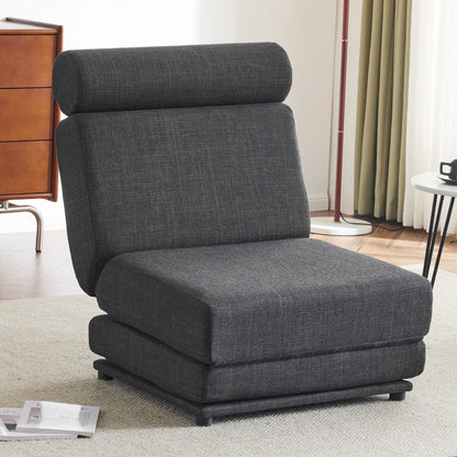 Foldable Single Chair Sofa Bed With Pillow, Easy To Store, Breathable And Wearable Linen