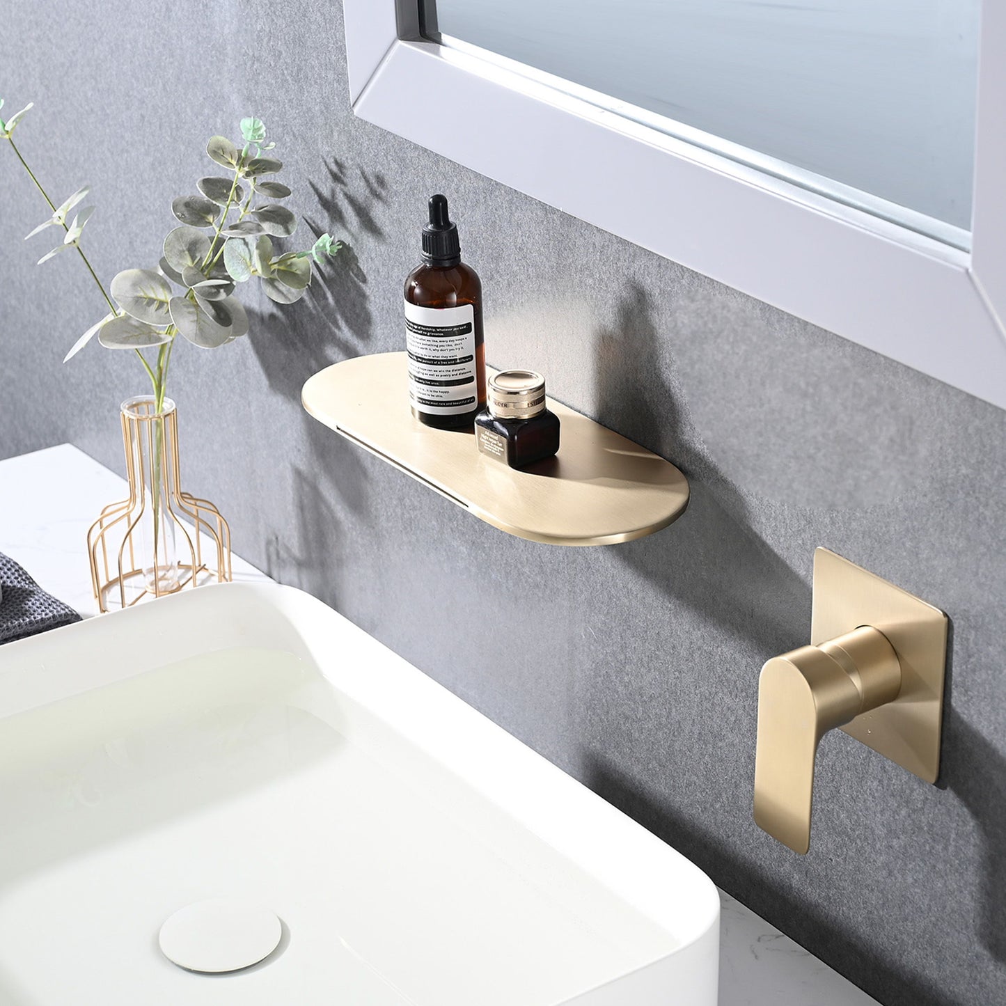 Modern Wall Mount Bathtub Faucet Single Handle With Waterfall Tub Spout And Rough