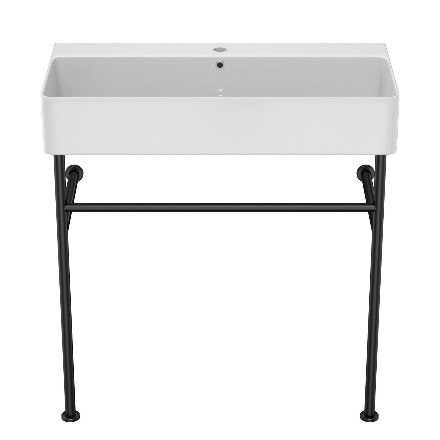 Ceramic Console Bathroom Sink With Overflow