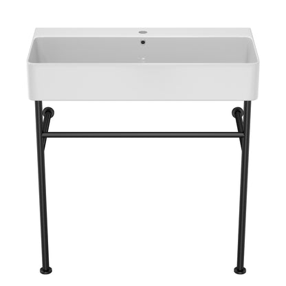 Ceramic Console Bathroom Sink With Overflow