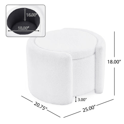 Cozy Boucle Storage Ottoman, Stylish Comfort With Hidden Storage