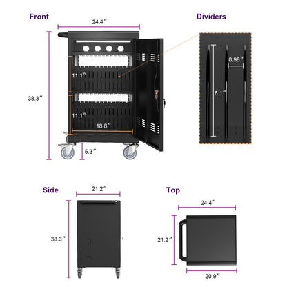 Mobile Charging Cart For Tablets Laptops 35, Device Capacity Matt Metal