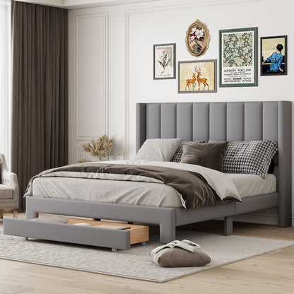 Storage Elegant Upholstered Platform Bed With Drawer