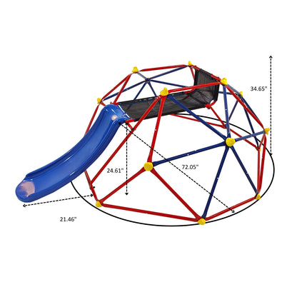 Innovative Dome Climber With Slide And Climbing Stones - Blue / Red