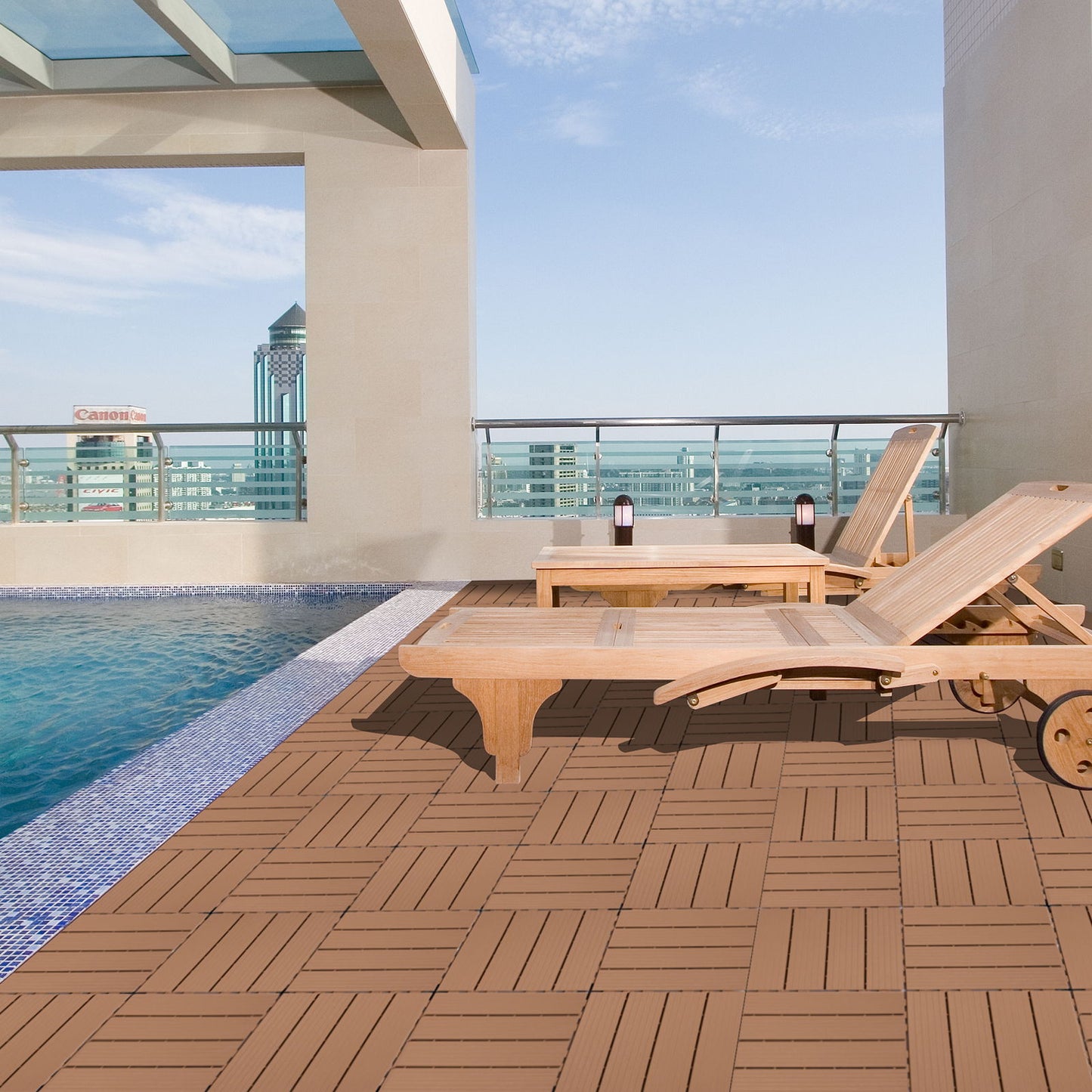 Plastic Interlocking Deck Tiles, Patio Flooring Outdoor Waterproof All Weather Use