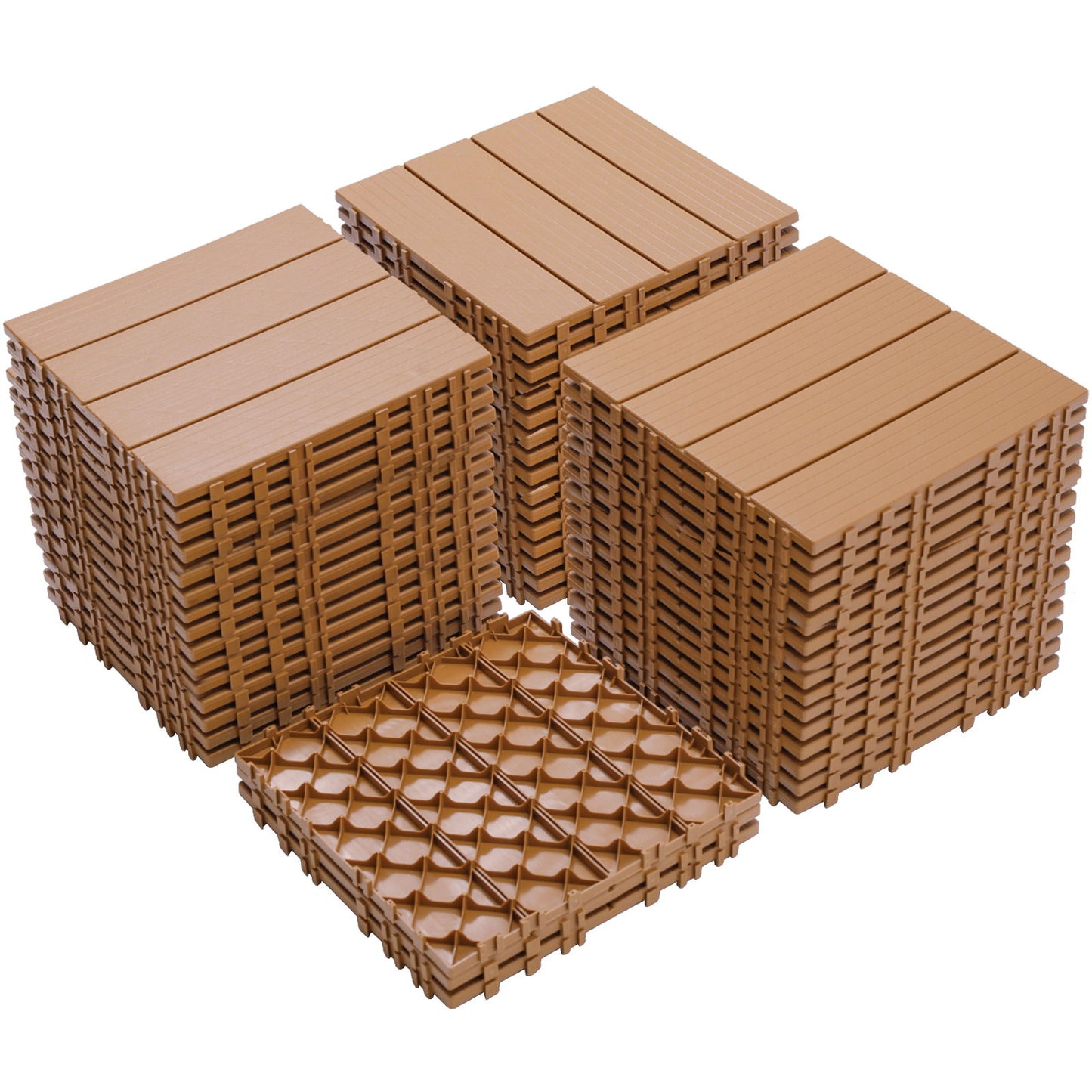 Plastic Interlocking Deck Tiles, Patio Flooring Outdoor Waterproof All Weather Use