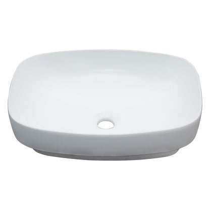 Modern Semi Recessed Ceramic Bathroom Sink With Vessel Design - White