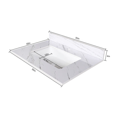 Bianco Carrara Venato Marble Vanity Top With Pre Drilled Faucet Hole And Undermount Sink