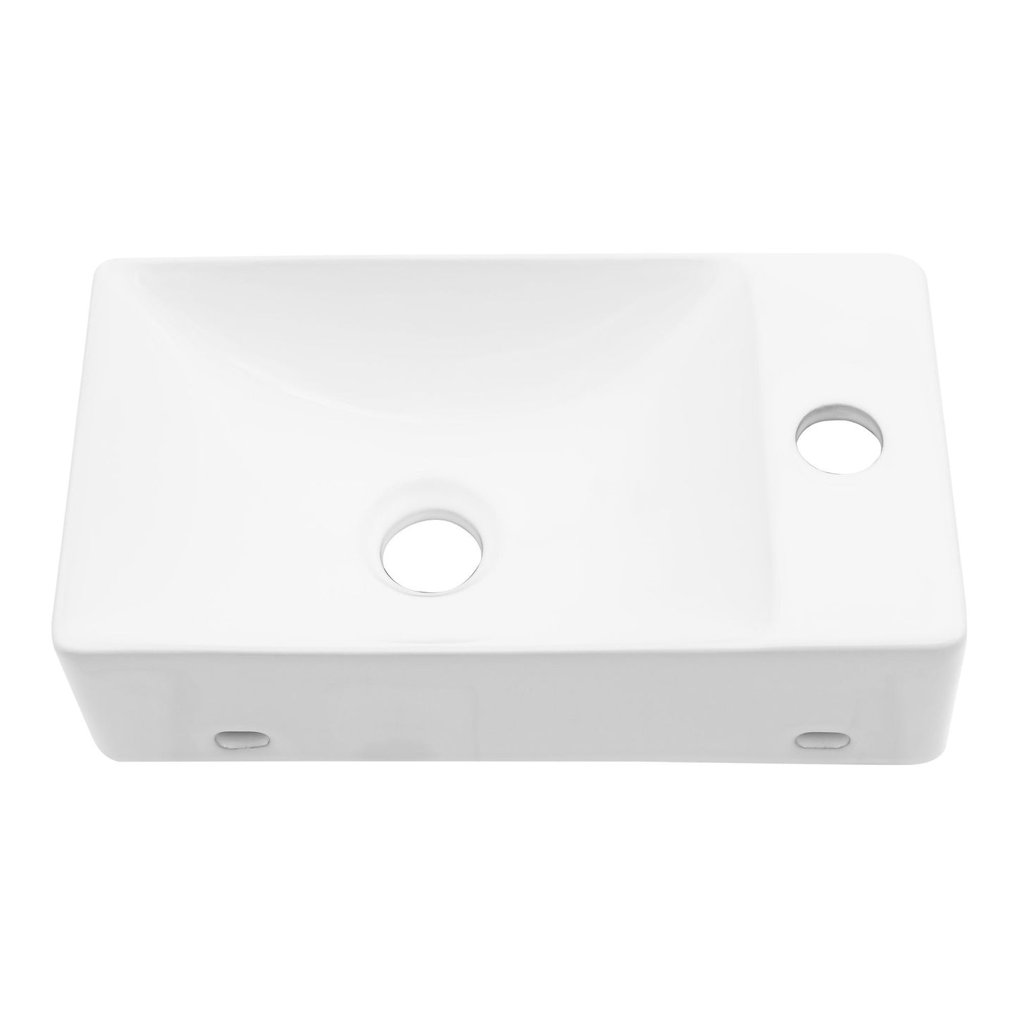 Modern Ceramic Rectangle Wall Mount Bathroom Sink With Single Faucet Hole
