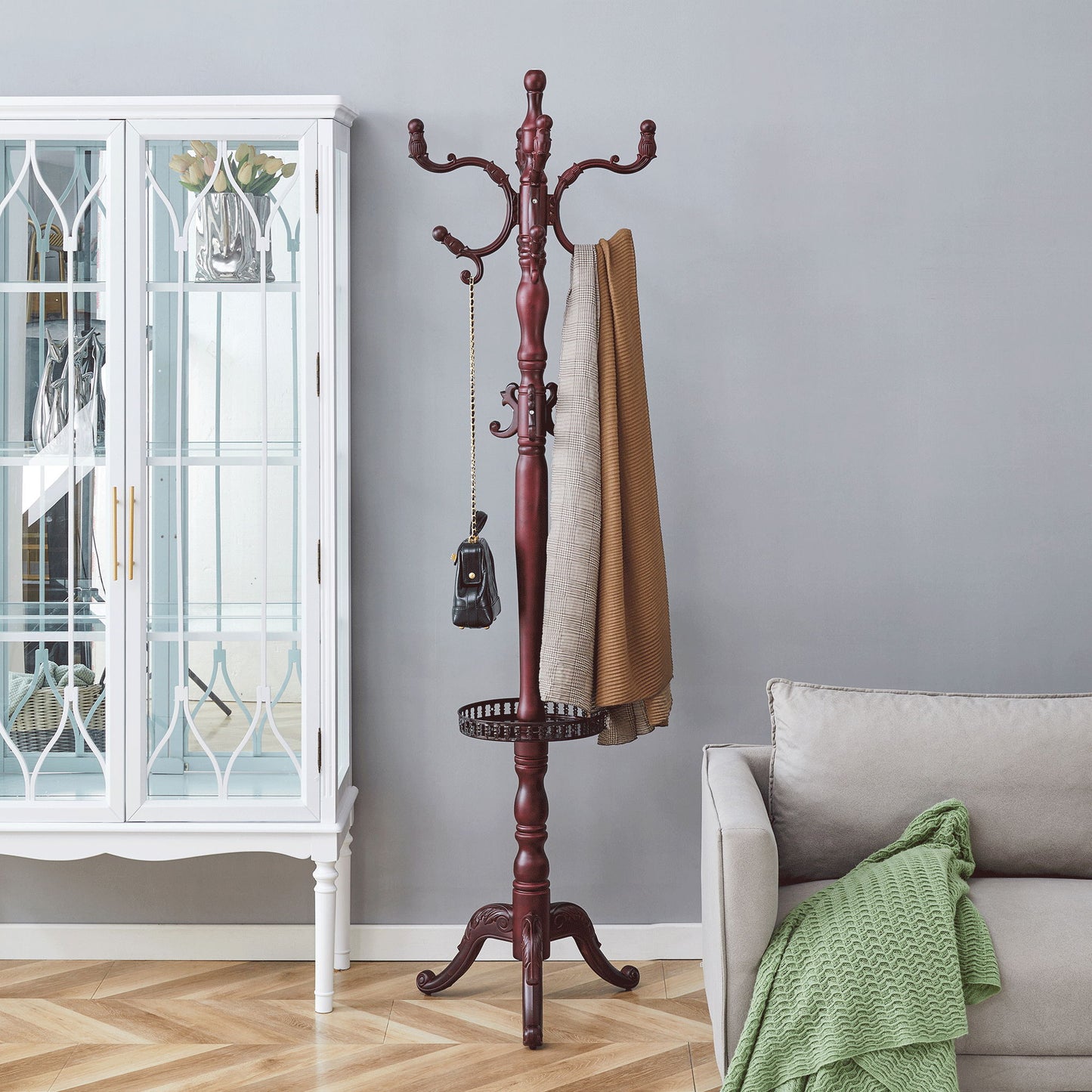 Multifunctional Coat And Hat Rack With Resin Stainless Steel Storage