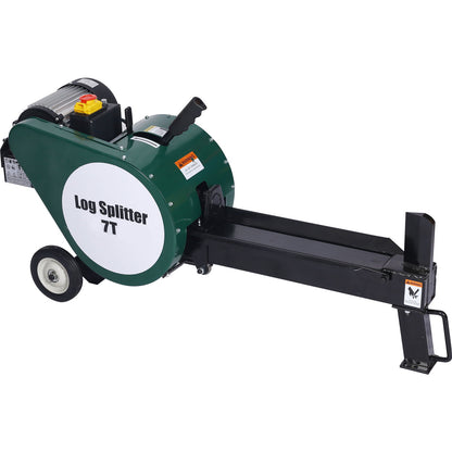 Double Flywheel Electric Log Splitter 7 Ton Portable Firewood Machine Steel - Black