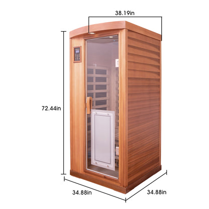 1 Person Far Infrared Deluxe Indoor Sauna Room - Red Cedar