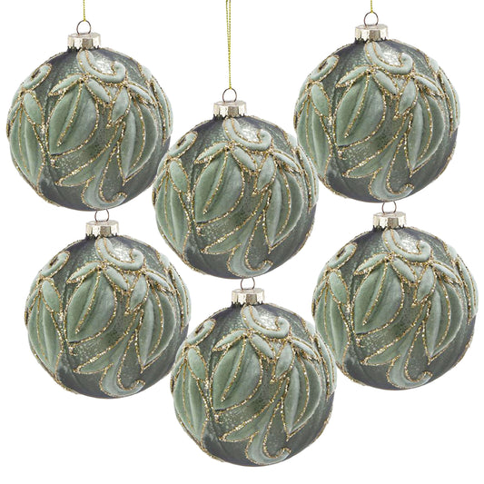 Christmas Ball Ornaments, Decorative Hanging Ball Christmas Tree Ornaments, For Holiday Decorations (Set of 6) - Green