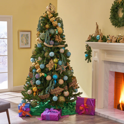 7' Noble Hinged Christmas Tree With 500 Multilights - Green