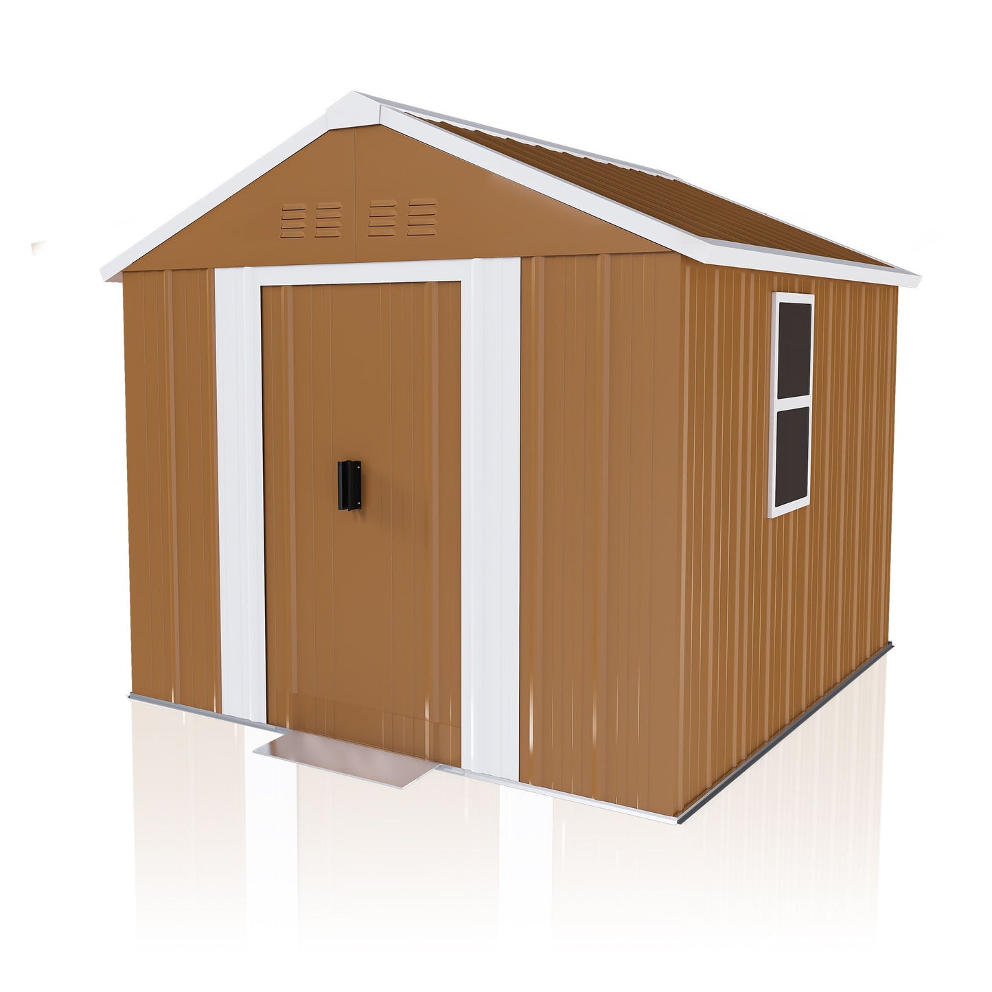 Heavy Duty Metal Storage Shed With Windows, Lockable Door & Ventilation, Weatherproof Outdoor Garden Shed For Backyard, Brown Iron 6X4 Ft