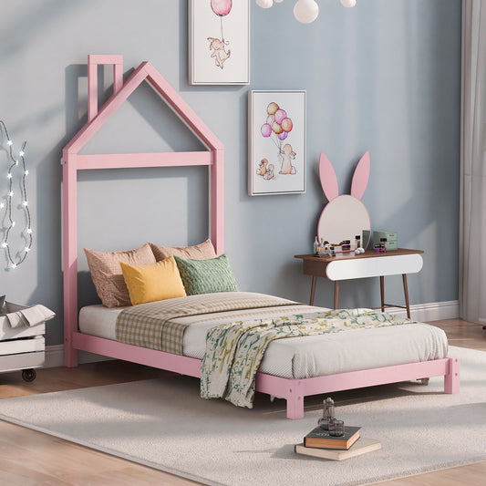 Platform Bed With House Shaped Headboard