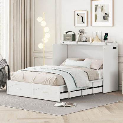 Murphy Wall Bed With Drawer And A Set Of Sockets & USB Ports, Pulley Structure Design