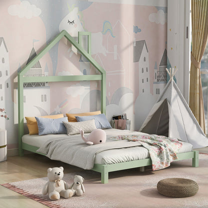 Platform Bed With House Shaped Headboard