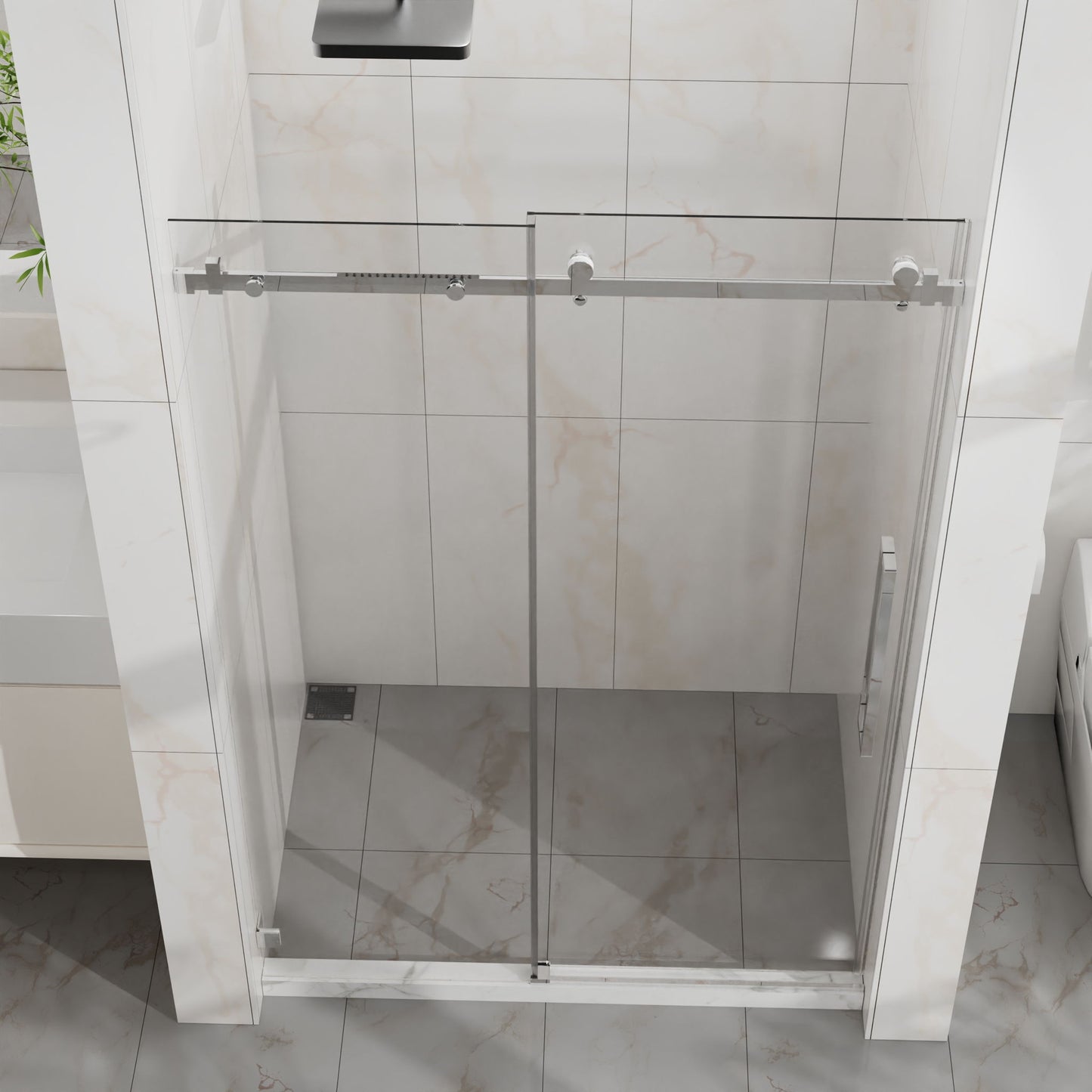 Frameless Tub Sliding Shower Door With Easy Clean Coating