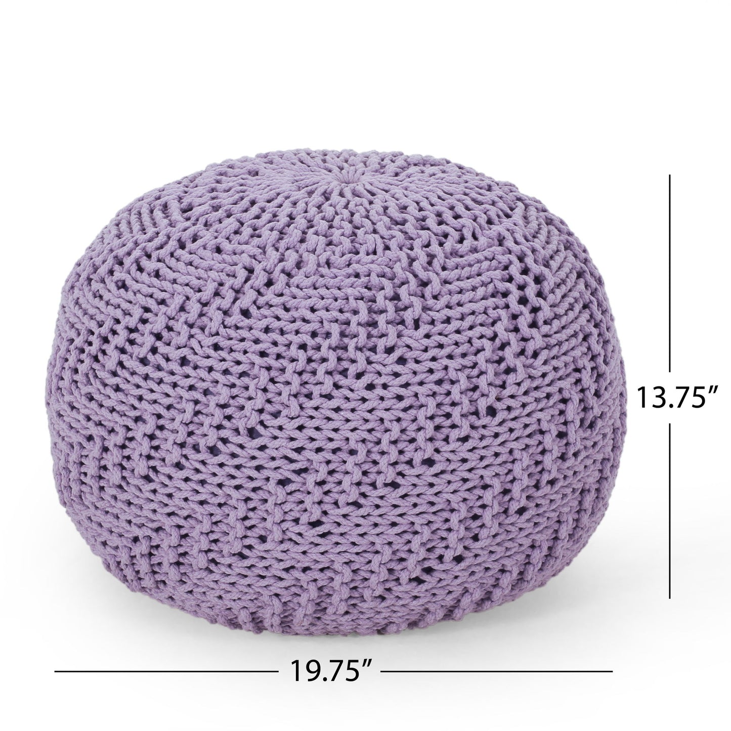 Bordeaux - Knitted Cotton Round Pouf Ottoman