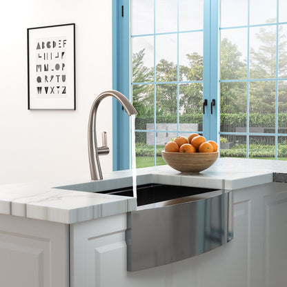 Kitchen Faucet With Pull Out Spray, Stainless Steel, 16" Height - Brushed Nickel