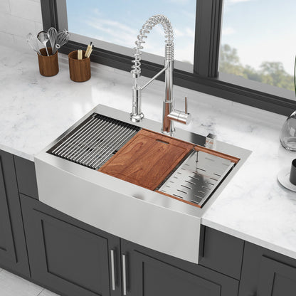 Modern Farmhouse, Drop In Workstation Kitchen Sink With Apron Front