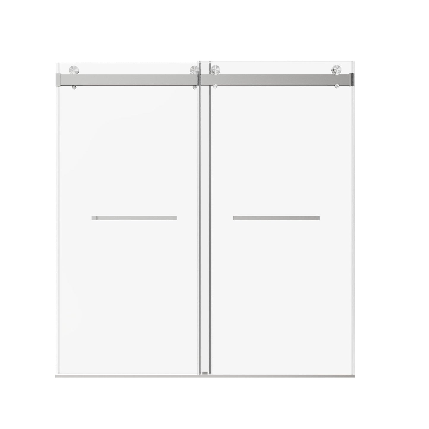 Frameless Double Sliding Soft-Close Shower Door, 3 / 8" (10Mm) Thick SGCC Tempered Glass Door, Matte