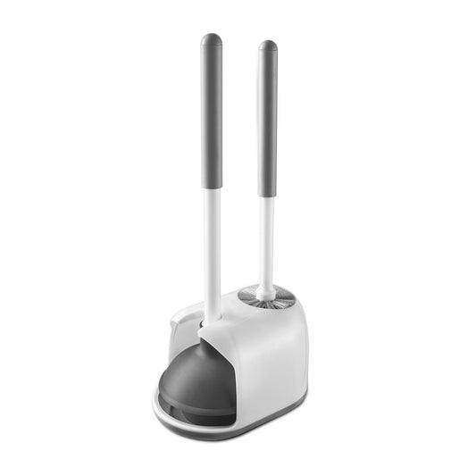 Toilet Brush And Holder Set With Stand, Bathroom Cleaning Tool Plastic - White