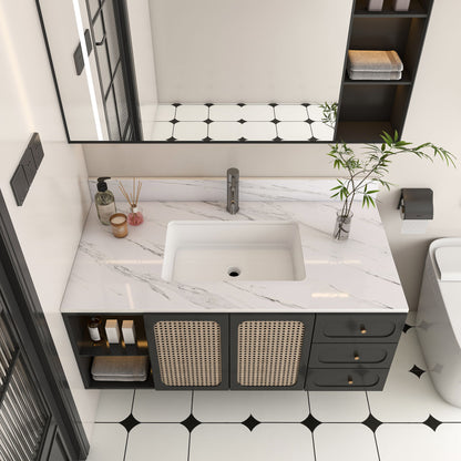 Bianco Carrara Venato Marble Vanity Top With Pre Drilled Faucet Hole And Undermount Sink