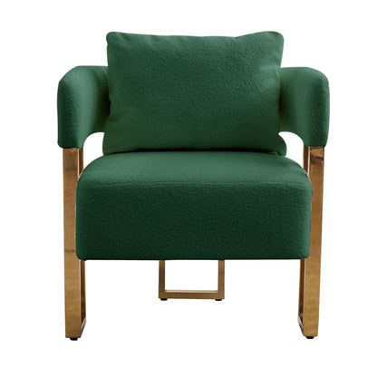 Modern Decorative Chair Teddy Fleece Upholstered And Metal Foot