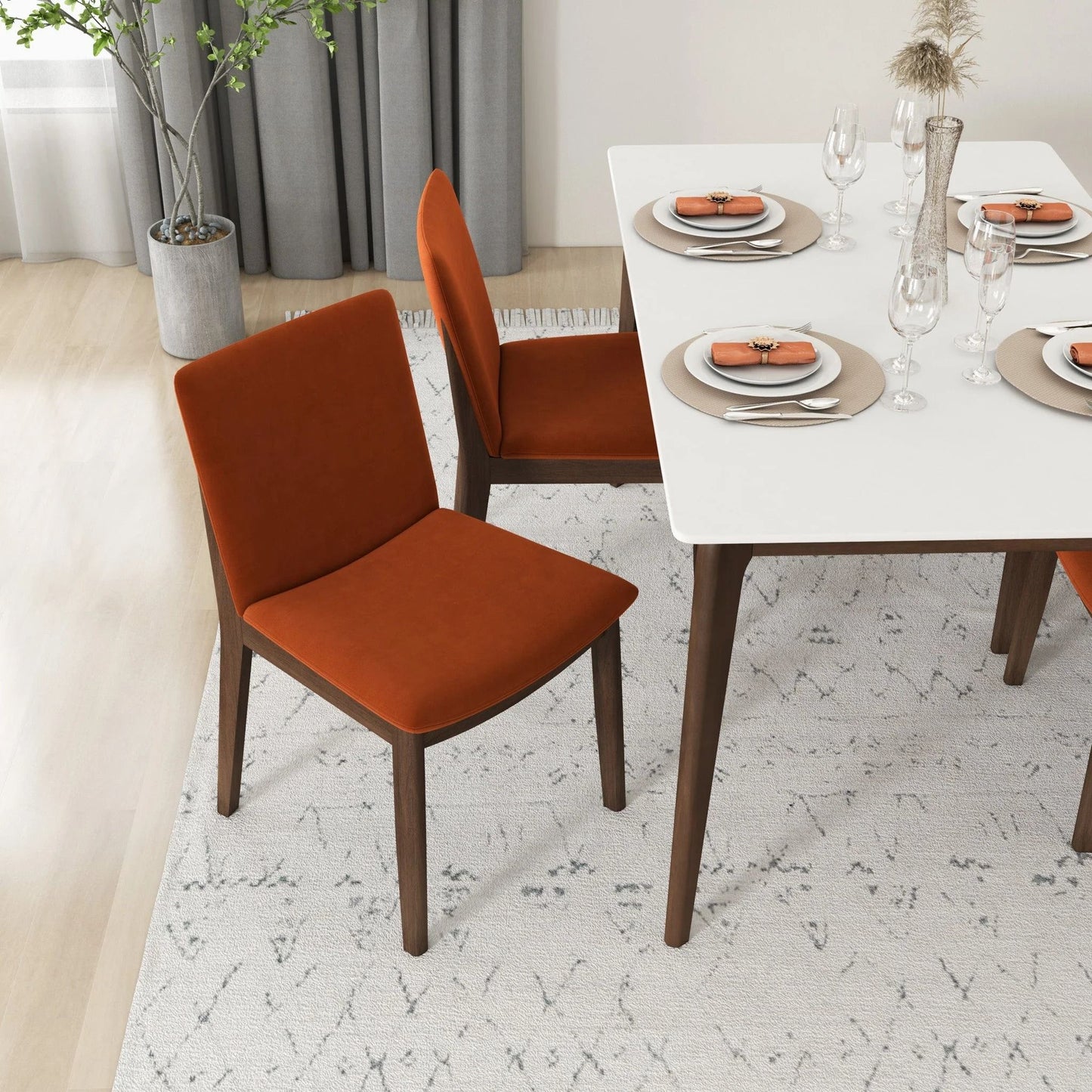 Laura - Mid-Century Modern Solid Wood Dining Chair (Set of 2)
