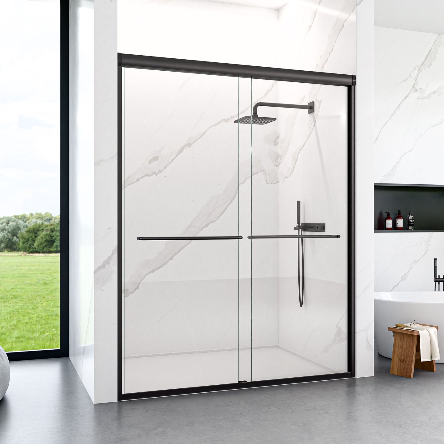 Modern Semi Frameless Double Sliding Shower Door