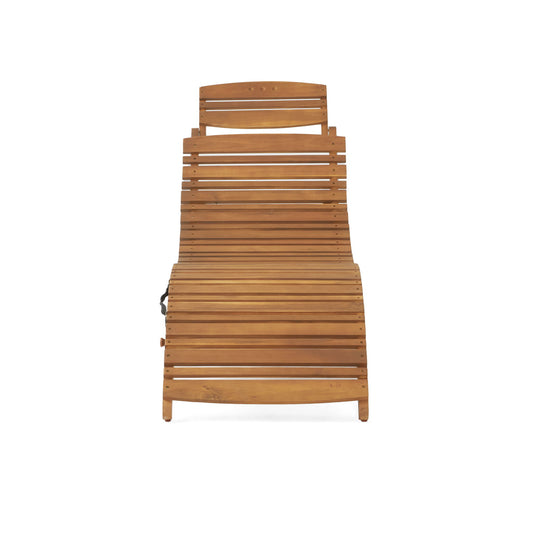 Outdoor Wood Folding Chaise Lounge - Brown