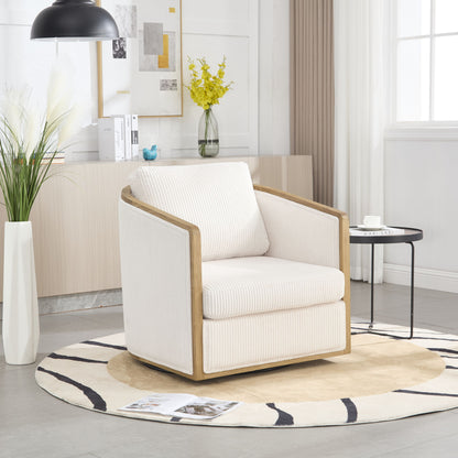 Corduroy Barrel Chair, 360 Degree Swivel