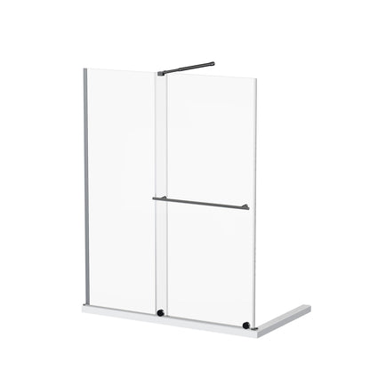 Guyou Glass Shower Door, Sliding Door Dual Usage - Chrome