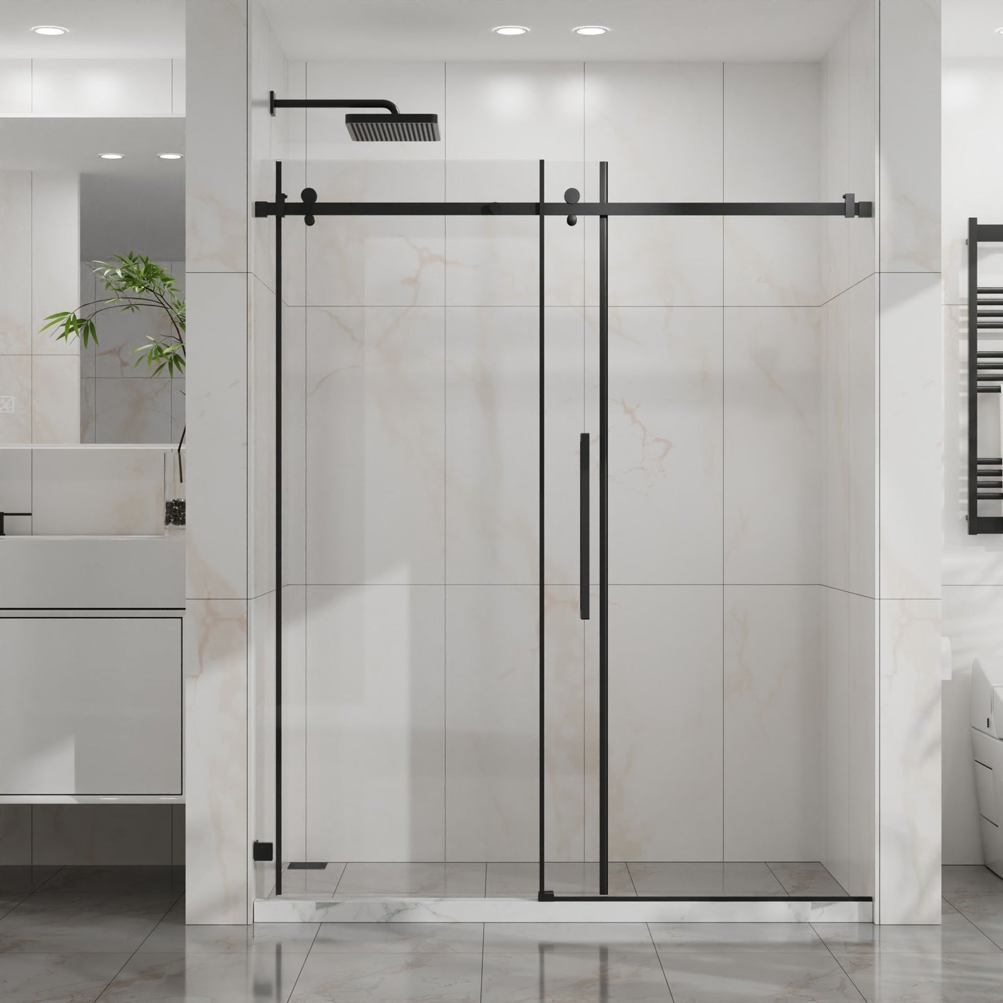 Frameless Tub Sliding Shower Door With Easy Clean Coating