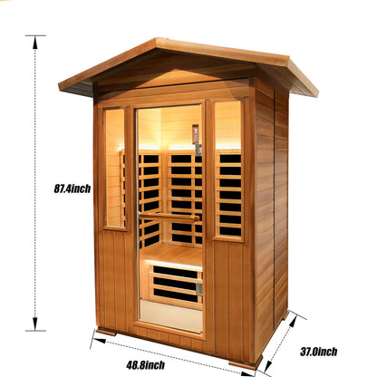 Outdoor DoubleCedar Far Infrared Sauna Room - Natural
