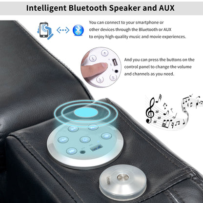 Power Recliner Theater Chair With Cooling Cup Holder, Bluetooth Speaker, LED Lights, USB Ports