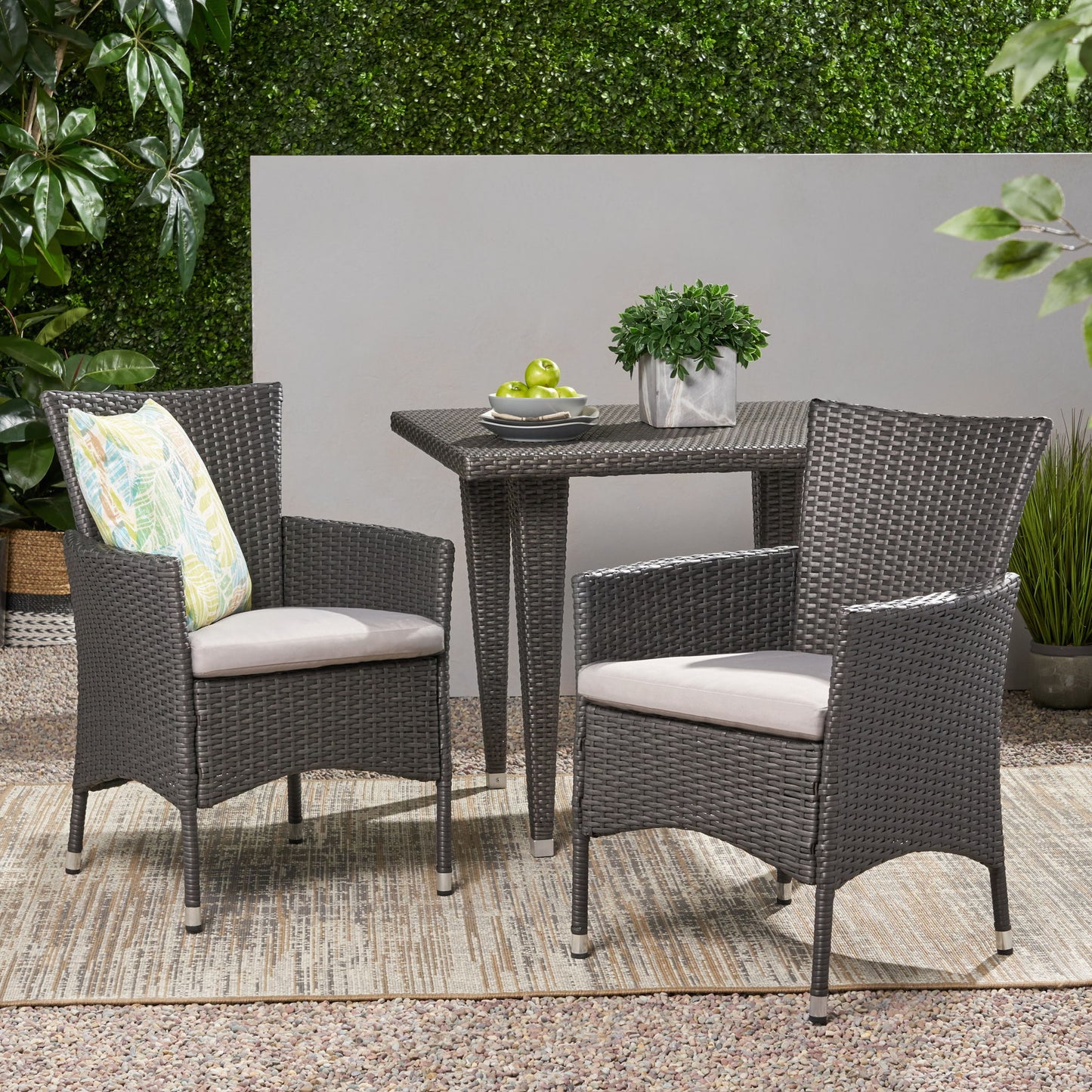 Dimensional Outdoor Dining Chair With Cushion Seat And Iron Frame (Set of 2) - Gray