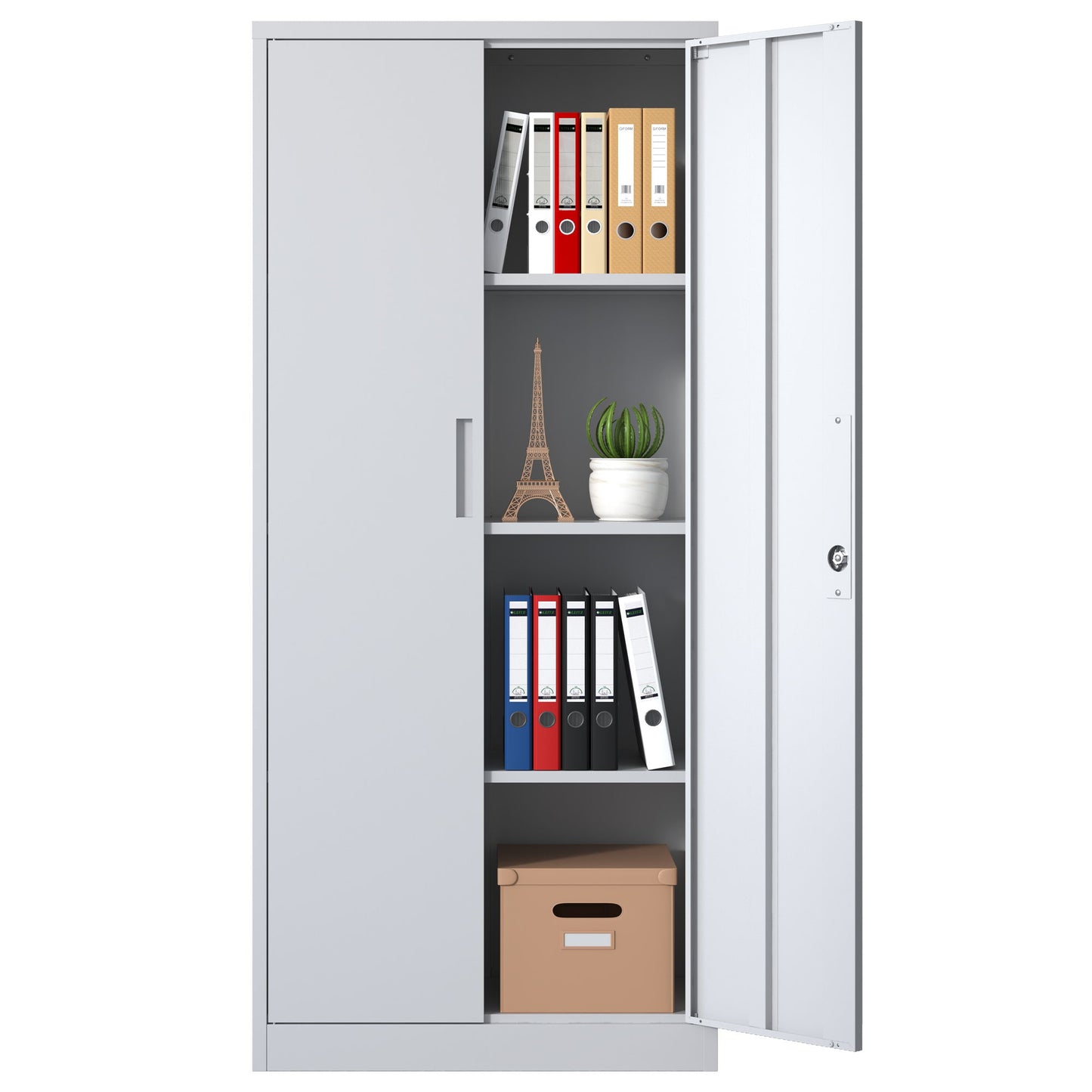 Heavy Metal Garage Storage Cabinet With Locking Doors, Steel, Adjustable Shelves