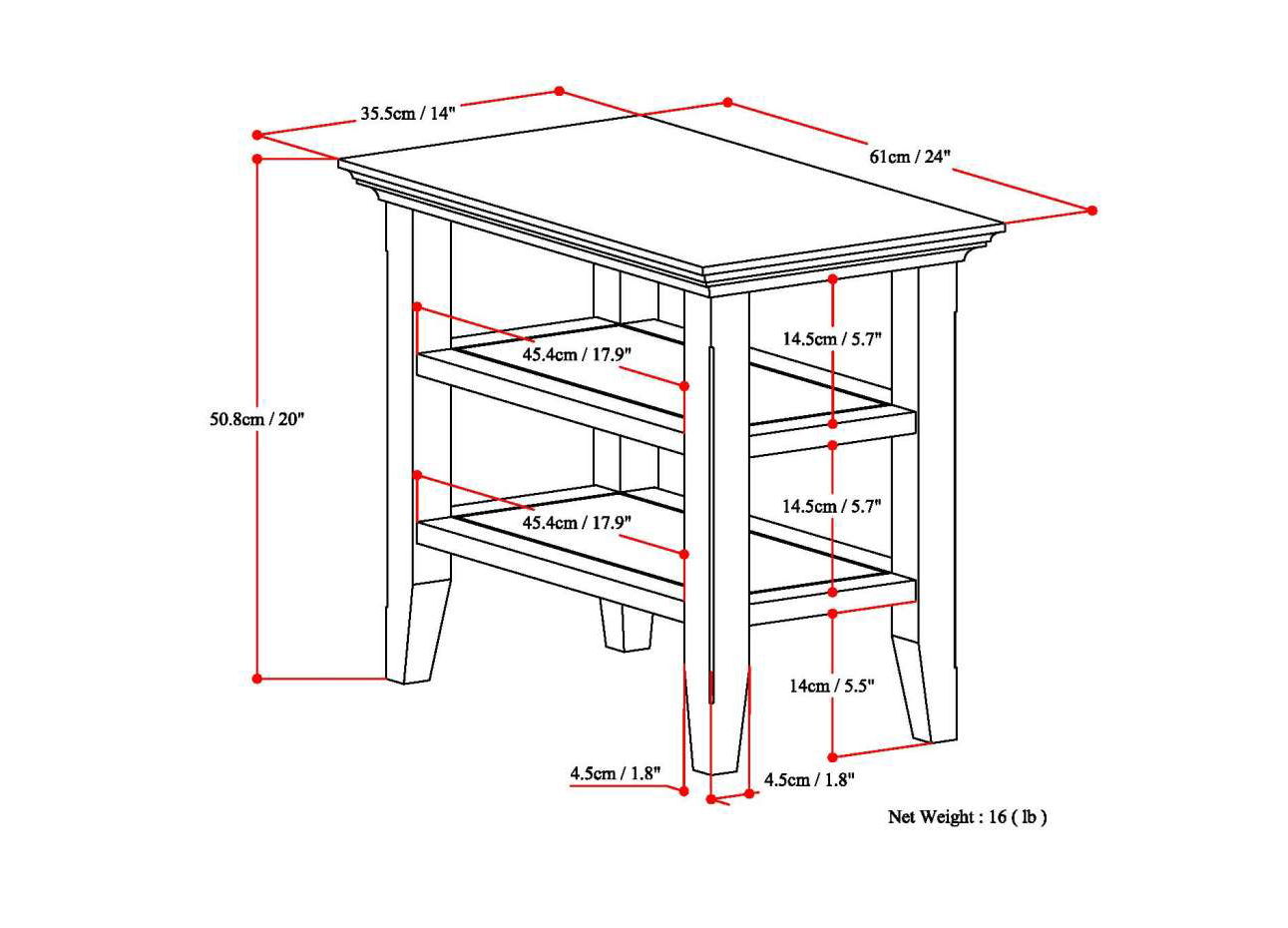 Acadian - Narrow Side Table - Farmhouse Brown