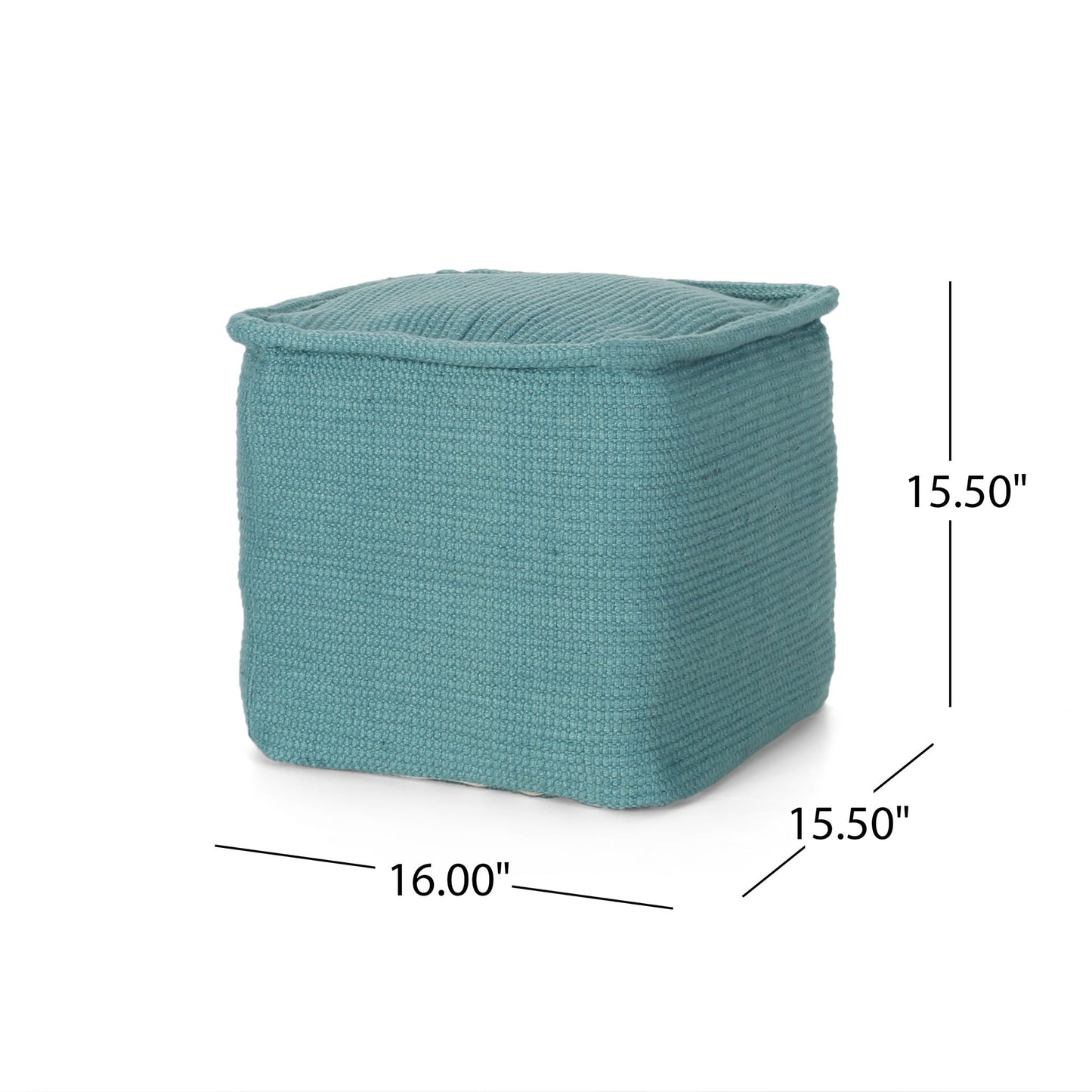 Hansolo - Yarn Square Pouf Ottoman Or Floor Cushion - Teal
