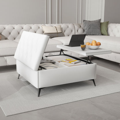 Modern Square Storage Ottoman Coffee Table With Lift-Top Design