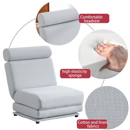 Foldable Single Chair Sofa Bed With Pillow, Easy To Store, Breathable And Wearable Linen