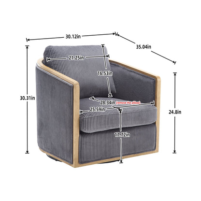 Corduroy Barrel Chair, 360 Degree Swivel