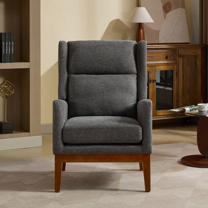 Wide Modern Accent Chair With Wood Legs For Living Room