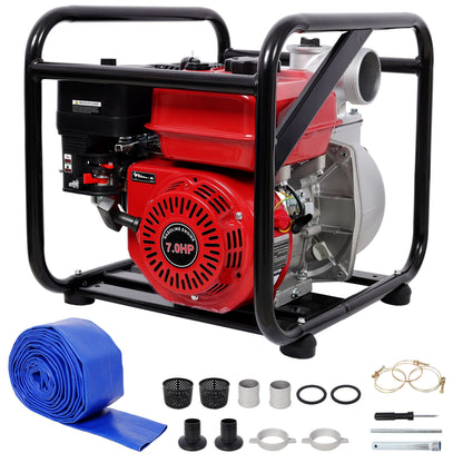 Gasoline Powered Water Pump 3" Inlet & Outlet, 264Gpm Flow, 7Hp Engine - Black / Red