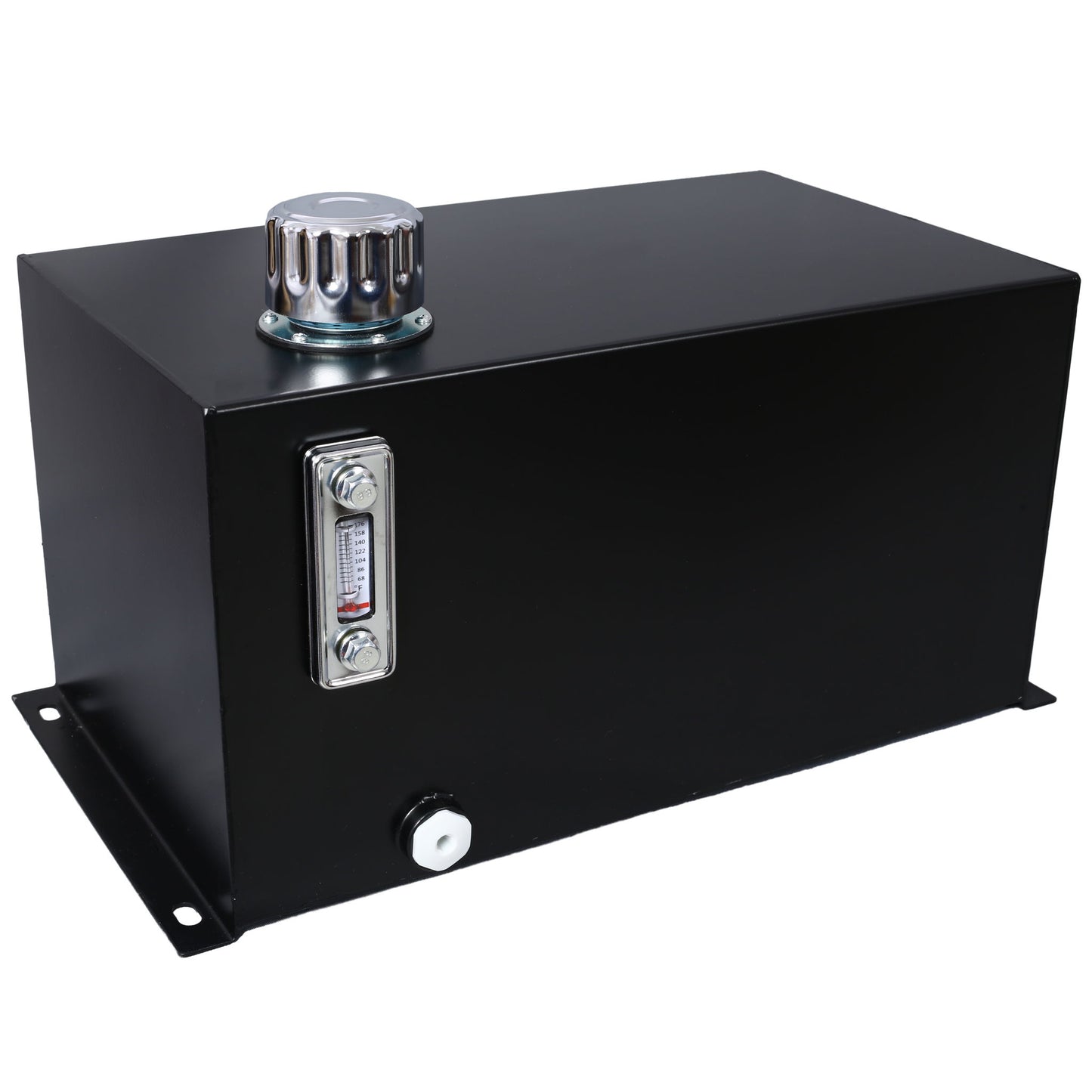 Heavy Duty Hydraulic Fluid Tank 10 Gal Steel Reservoir With Strainer, Gauge & Breather Cap For Tractors & Trucks - Black